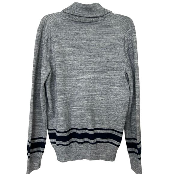 Express Shawl Collar Cardigan Sweater Gray Blue Stripe Men’s Medium - Picture 2 of 9